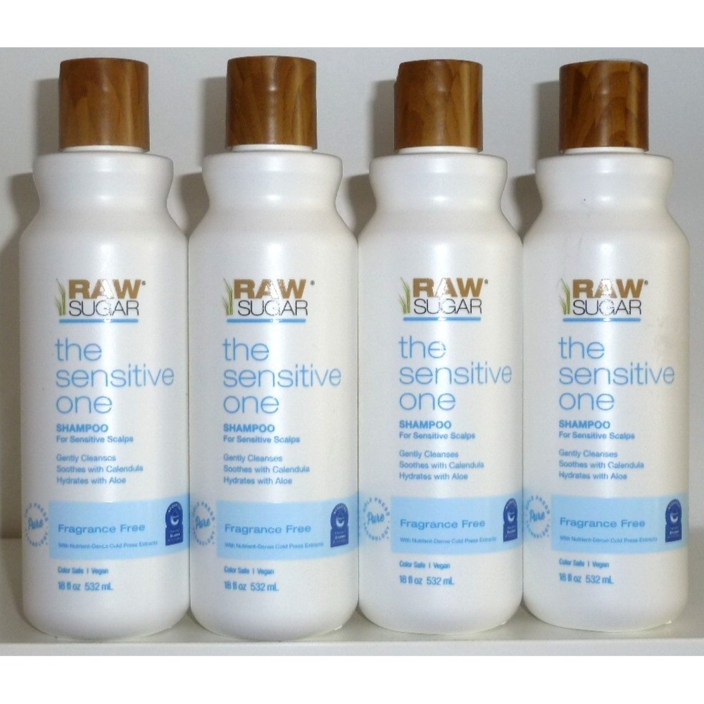 Raw Sugar The Sensitive One 4 Bottles Of Shampoo Fragrance Free 18oz Each Vegan
